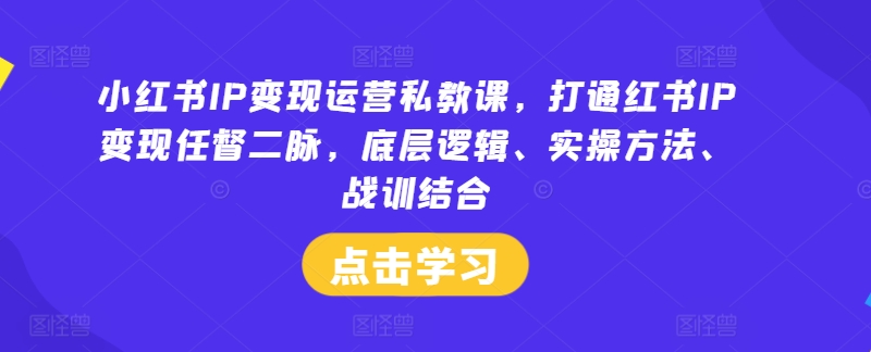 小红书IP变现运营私教课,打通红书IP变现任督二脉,底层逻辑、实操方法、战训结合-续财库