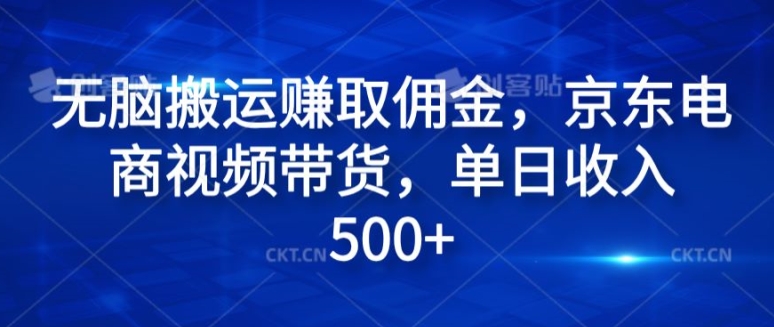 无脑搬运赚取佣金，京东电商视频带货，单日收入几张-续财库