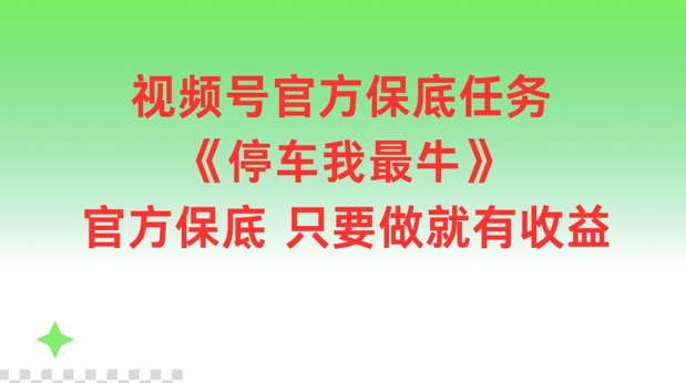 视频号官方保底任务，停车我最牛，官方保底只要做就有收益【揭秘】-续财库