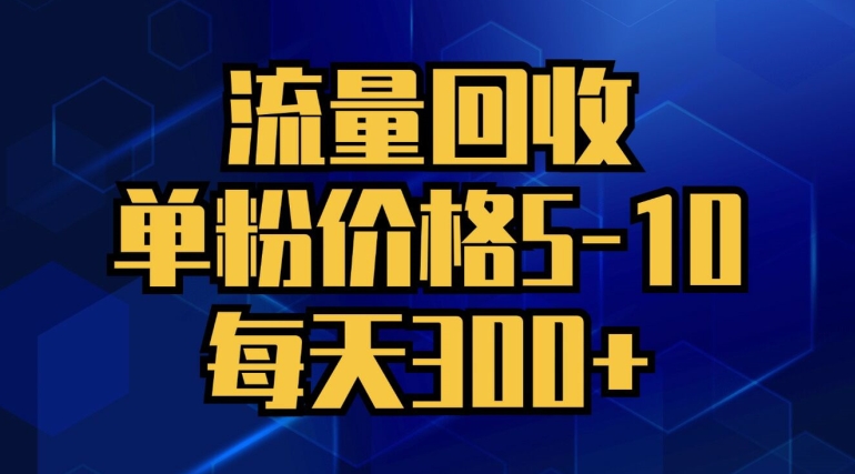 流量回收,单粉价格5-10,每天300+,轻松月入五位数-续财库