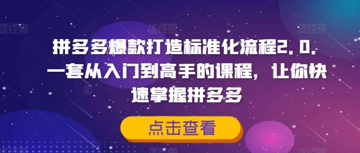 拼多多爆款打造标准化流程2.0,一套从入门到高手的课程,让你快速掌握拼多多-续财库