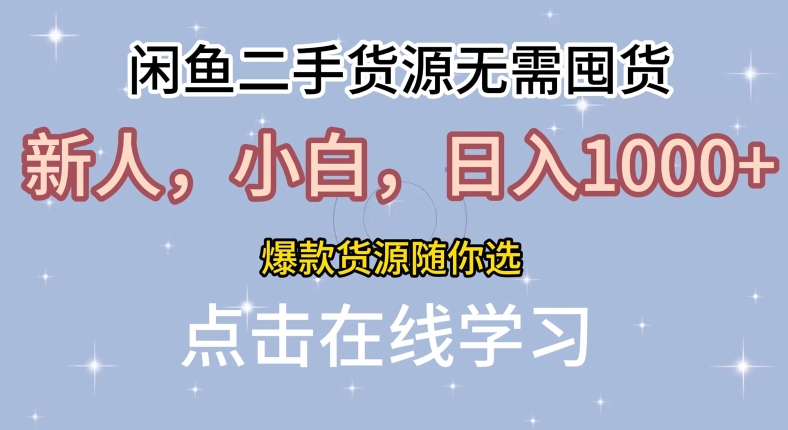 闲鱼二手货源无需国货，新人，小白，日入1k，爆款货源随你选-续财库