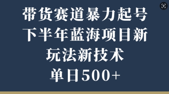 带货赛道暴力起号，下半年蓝海项目，新玩法新技术，单日500+-续财库