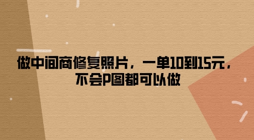 做中间商修复照片,一单10到15元,不会P图都可以做-续财库