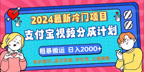 2024最新冷门项目,支付宝视频分成计划,直接粗暴搬运,有手就行-续财库