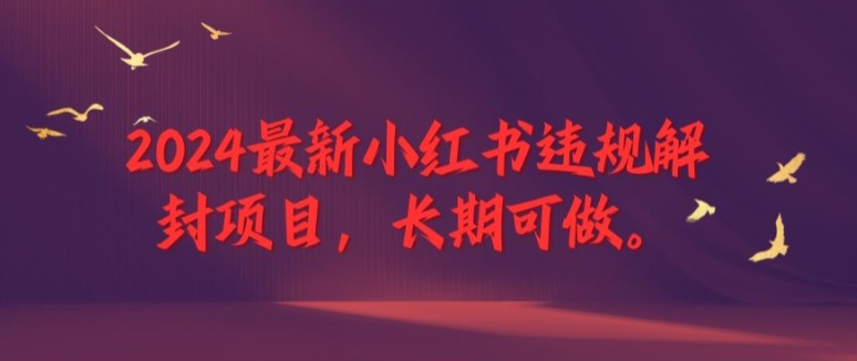 2024最新小红书违规解封项目,长期可做,一个可以做到退休的项目【揭秘】-续财库