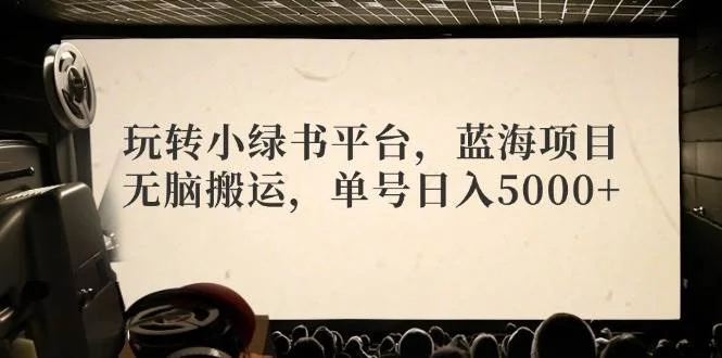玩转小绿书平台,蓝海项目,无脑搬运,单号日入5000+-续财库