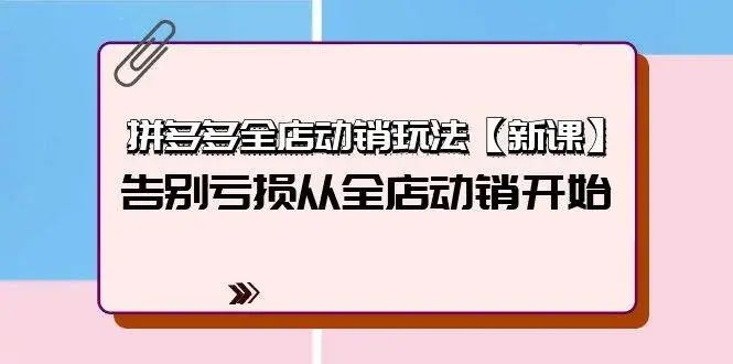 拼多多全店动销玩法【新课】，告别亏损从全店动销开始（4节视频课）-续财库