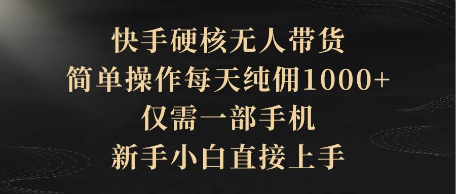 快手硬核无人带货，简单操作每天纯佣1000+,仅需一部手机，新手小白直接上手-续财库