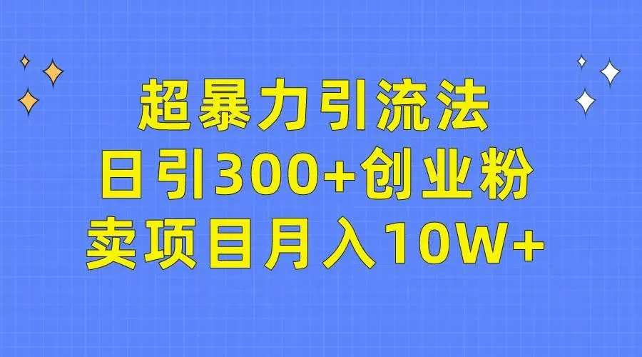 超暴力引流法，日引300+创业粉，卖项目月入10W+-续财库