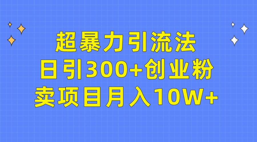 超暴力引流法，日引300+创业粉，卖项目月入10W+-续财库