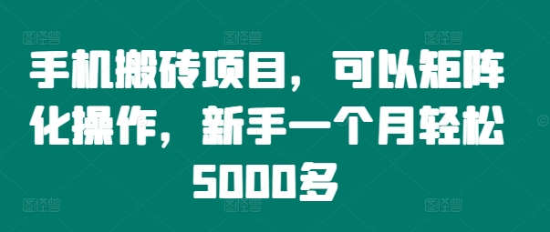 手机搬砖项目,可以矩阵化操作,新手一个月轻松5000多-续财库