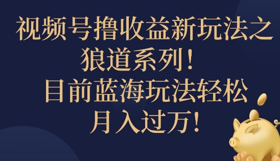 视频号暴力撸收益新玩法之狼道系列,目前蓝海玩法轻松月入过万-续财库