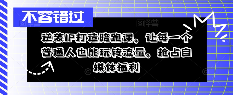 逆袭IP打造陪跑课,让每一个普通人也能玩转流量,抢占自媒体福利-续财库