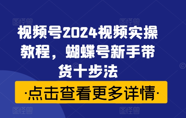 视频号2024视频实操教程,蝴蝶号新手带货十步法-续财库