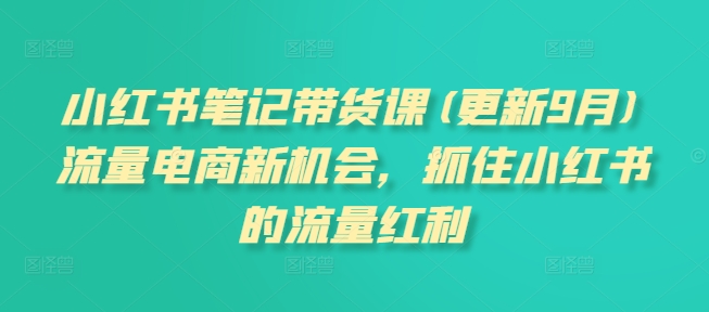 小红书笔记带货课(更新9月)流量电商新机会,抓住小红书的流量红利-续财库