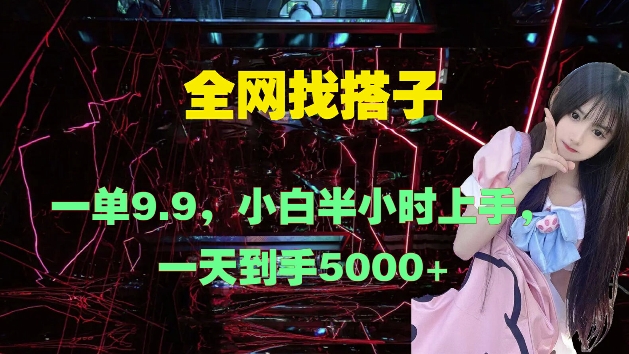 全网找搭子,一单9.9.小白半小时上手,一天到手几张-续财库