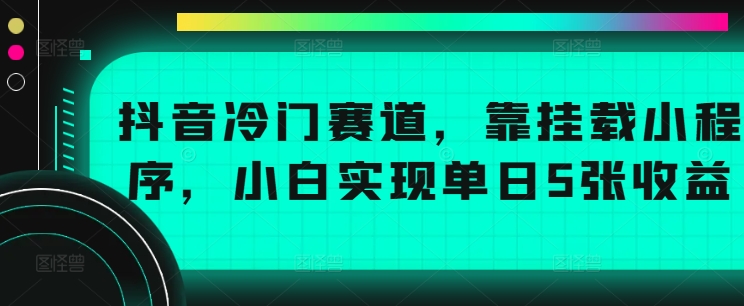 抖音冷门赛道,靠挂载小程序,小白实现单日5张收益-续财库