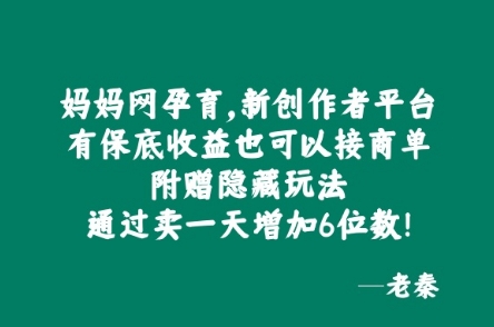 妈妈网孕育,新创作者平台,有保底收益也可以接商单-续财库