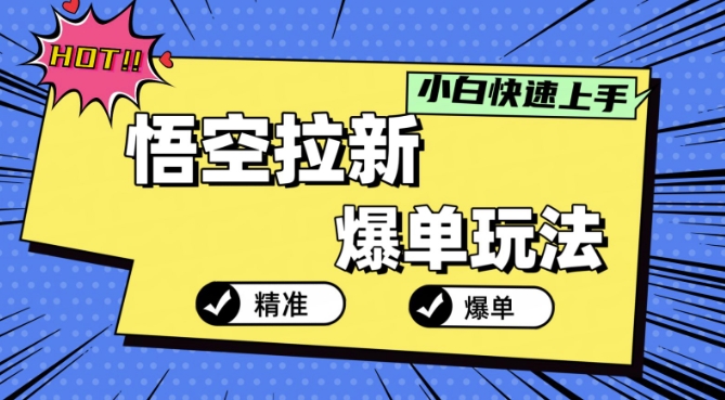 悟空拉新爆单玩法，精准引流，小白分分钟上手-续财库