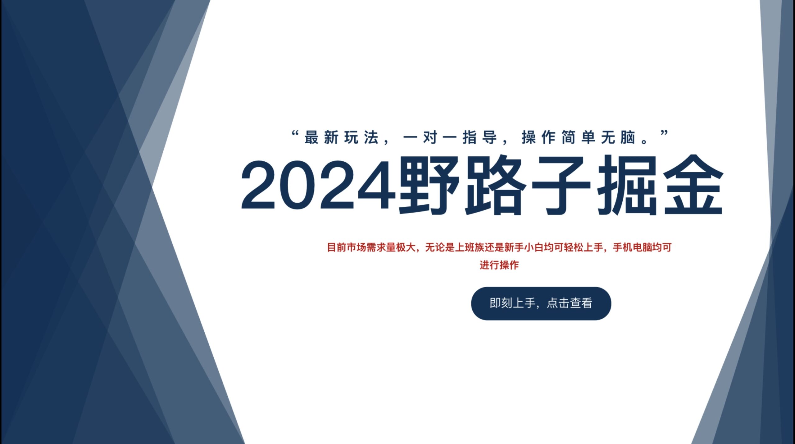 2024野路子掘金，最新玩 法， 一对一指导，操作简单无脑。-续财库