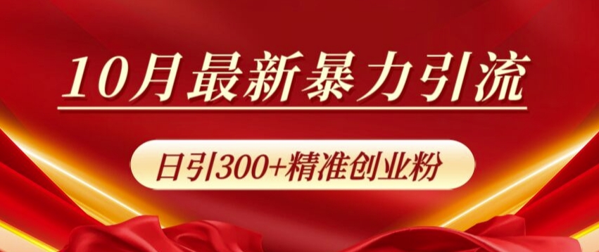 10月最新暴力引流，私域完美闭环，日引300+精准创业粉【揭秘】-续财库