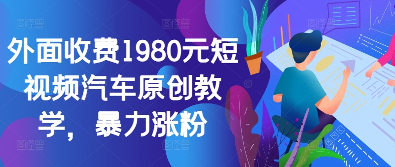 外面收费1980元短视频汽车原创教学,暴力涨粉-续财库