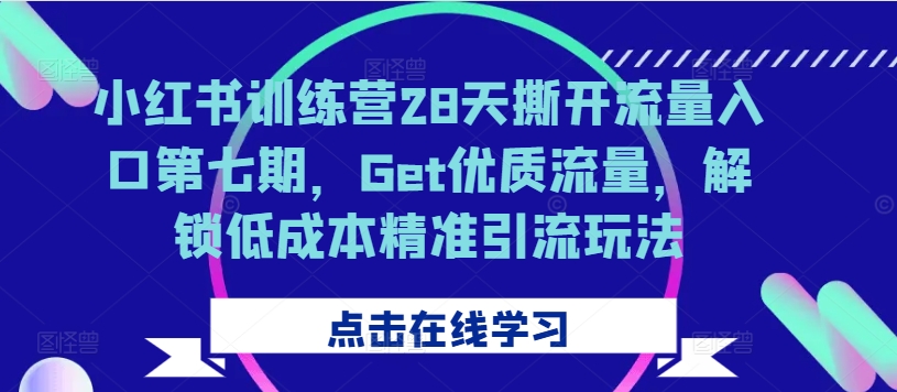 小红书训练营28天撕开流量入口第七期，Get优质流量，解锁低成本精准引流玩法-续财库