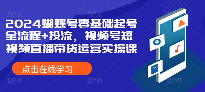 2024蝴蝶号零基础起号全流程+投流，视频号短视频直播带货运营实操课-续财库
