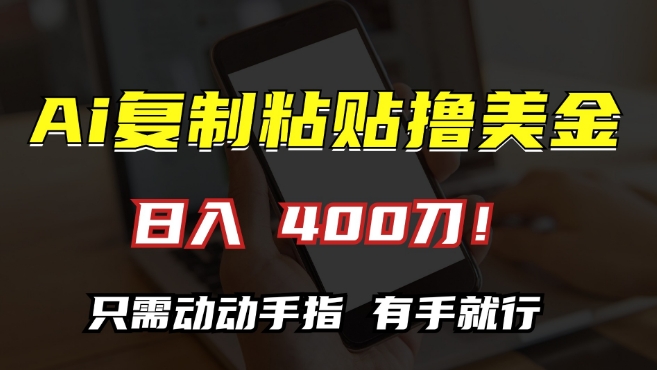 AI复制粘贴撸美金，日入400，只需动动手指，小白无脑操作【揭秘】-续财库