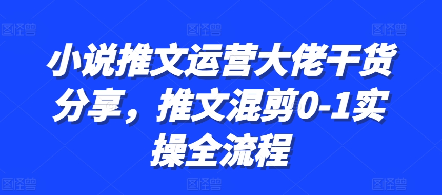 小说推文运营大佬干货分享,推文混剪0-1实操全流程-续财库