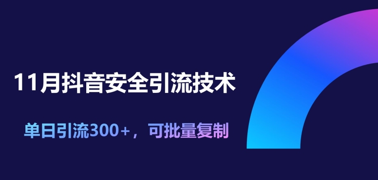 11月抖音安全引流技术，单日引流300+，可批量复制-续财库