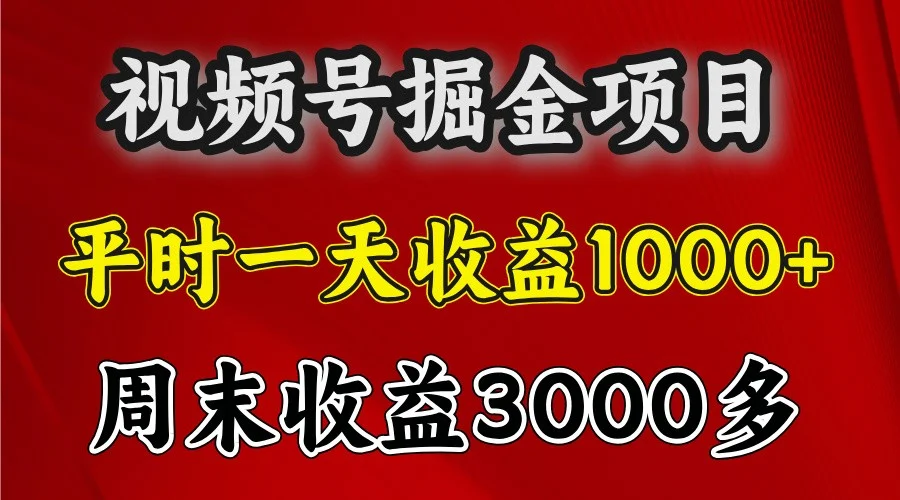 一天收益1000+ 视频号掘金,周末收益会更高些-续财库