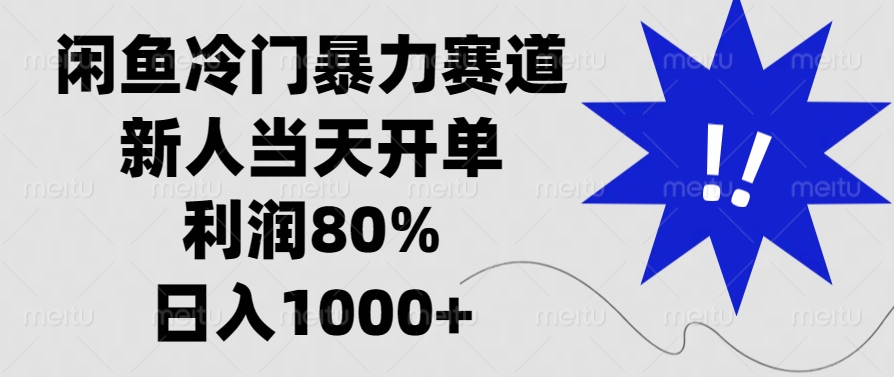 闲鱼冷门暴力赛道，新人当天开单，利润80%，日入1000+-续财库