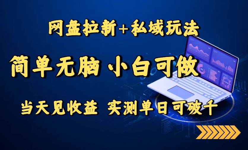 网盘拉新+私域玩法,简单无脑,小白可做,当天见收益,实测单日可破千-续财库