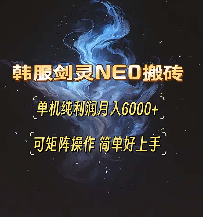 韩服剑灵NEO搬砖攻略，单机纯利润月入6000+ 可矩阵操作，简单好上手。-续财库