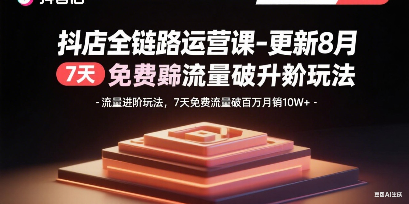 抖店全链路运营课-更新8月：流量进阶玩法，7天免费流量破百万月销10W+-续财库