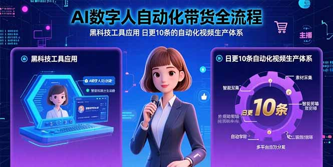 AI数字人自动化带货全流程：黑科技工具应用 日更10条的自动化视频生产体系-续财库