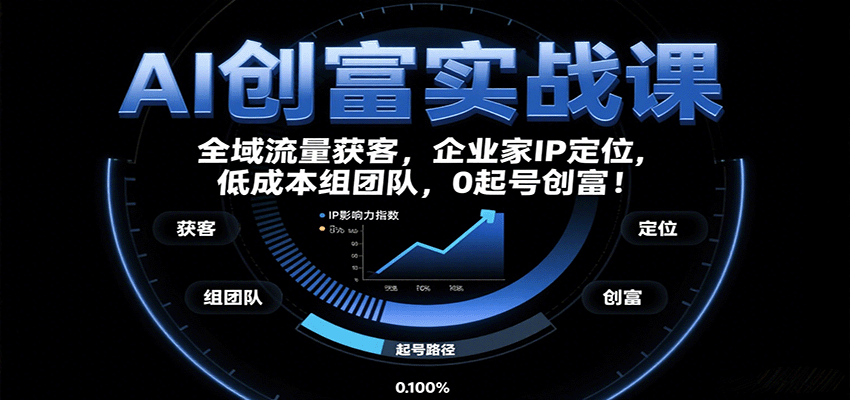 AI创富实战课:企业家IP定位,全域流量获客,低成本组团队,0起号创富!-续财库