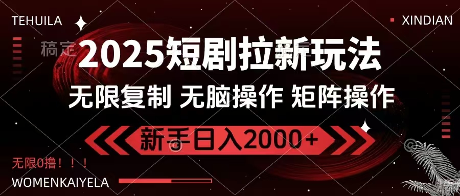 2025短剧拉新玩法，无需注册登录，无限0撸，无脑批量操作日入2000+-续财库