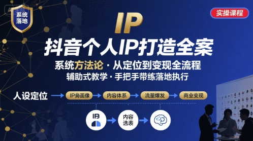 抖音个人IP系统落地实操大课，实操课程，辅助落地-续财库