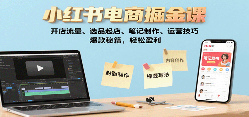 小红书电商掘金课:开店流量、选品起店、笔记制作、运营技巧,爆款秘籍,轻松盈利-续财库