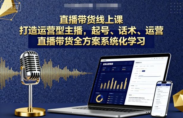 直播带货线上课,打造运营型主播,起号、话术、运营,直播带货全方案系统化学习-续财库
