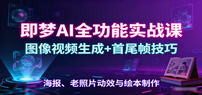 即梦AI全功能实战课：图像视频生成+首尾帧技巧，海报、老照片动效与绘本制作-续财库