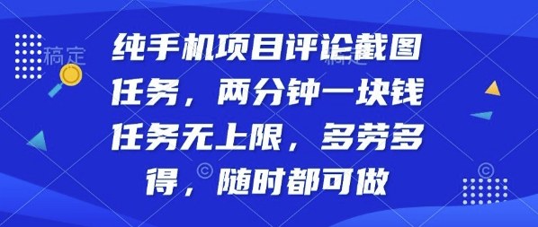 纯手机项目评论截图任务，两分钟一块钱多劳多得，随时随地都能做【揭秘】-续财库
