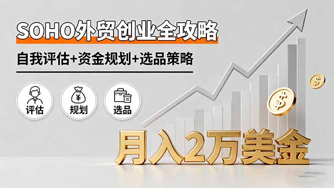 SOHO外贸创业全攻略,自我评估+资金规划+选品策略,月入2万美金-续财库