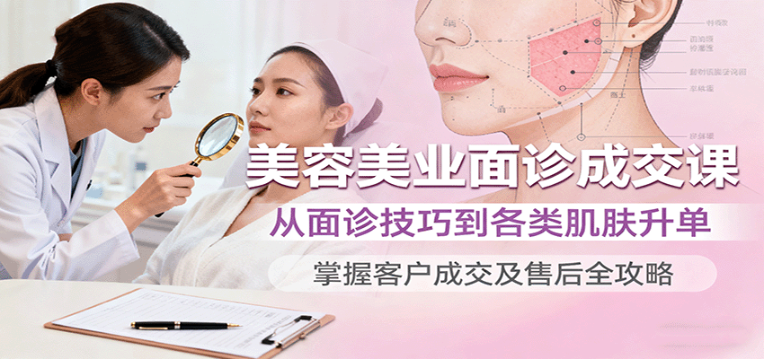 美容美业面诊成交课，从面诊技巧到各类肌肤升单，掌握客户成交及售后全攻略-续财库