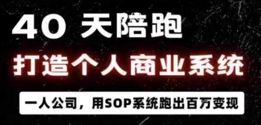 40天陪跑打造个人商业系统，一人公司，用SOP系统跑出百W变现-续财库