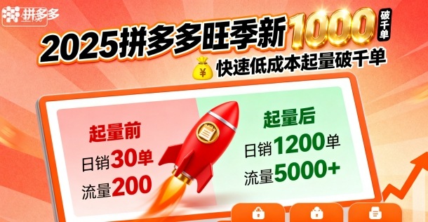 2025拼多多旺季新老店铺——快速低成本起量破千单-续财库