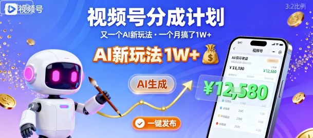 视频号分成计划:又一个AI新玩法,一个月搞了1W+,纯AI生成,一键发布即可-续财库